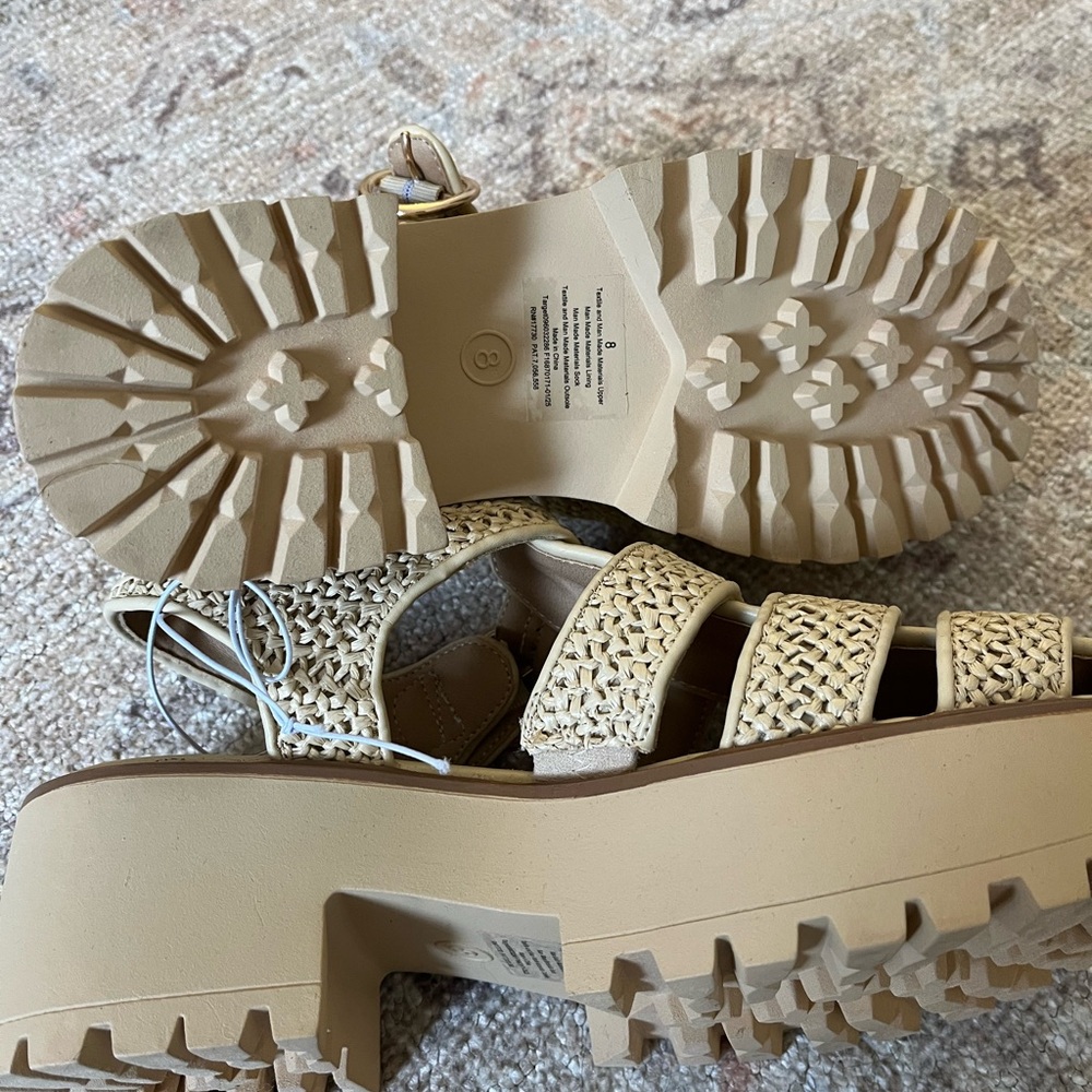 Beige Woven Platform Sandals - Picture 2 of 2
